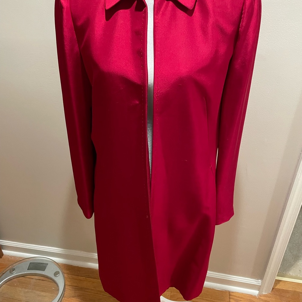 EUC Vintage Red SILK Duster Jacket Size 12